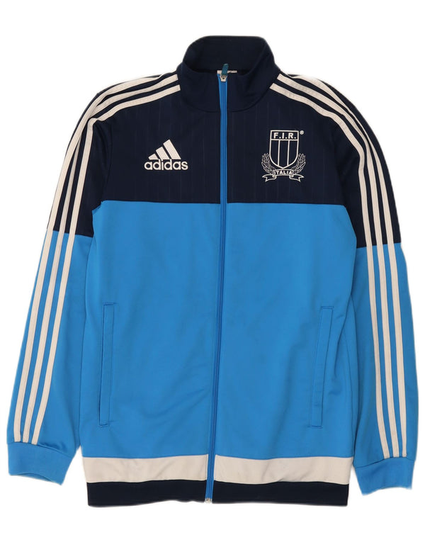 Adidas Hombre Gráfico Chándal Top Chaqueta Pequeño Azul Colorblock Poliéster