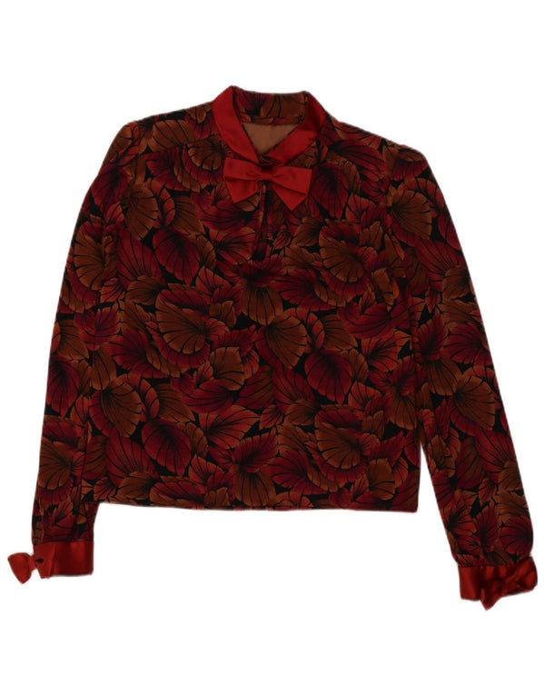 Vintage mujer pullover camisa blusa Reino Unido 16 grande rojo floral