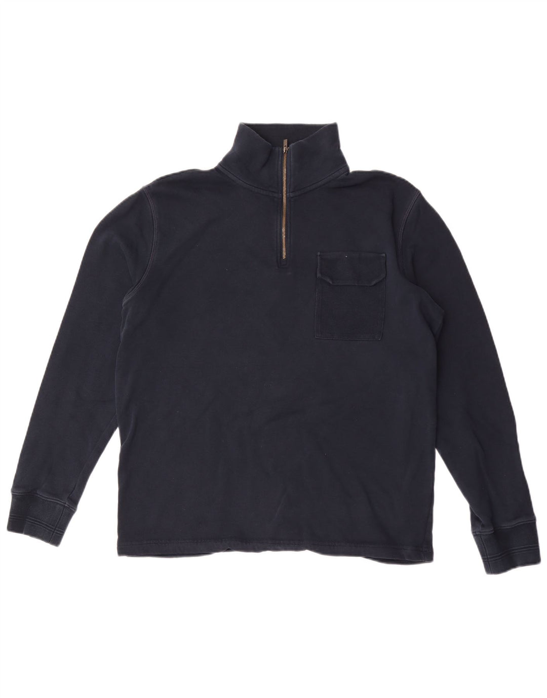 Marks & Spencer - Sudadera con cuello y cremallera para hombre, jersey de algodón azul marino mediano