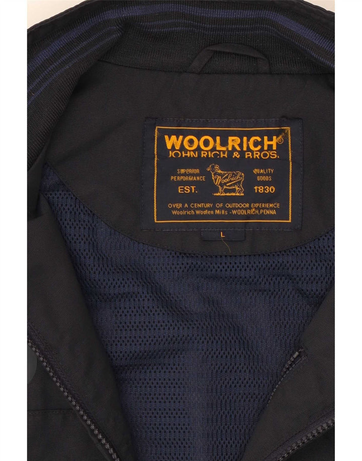 Woolrich Chaqueta superior de chándal sin mangas con gráfico para hombre, talla grande, azul marino