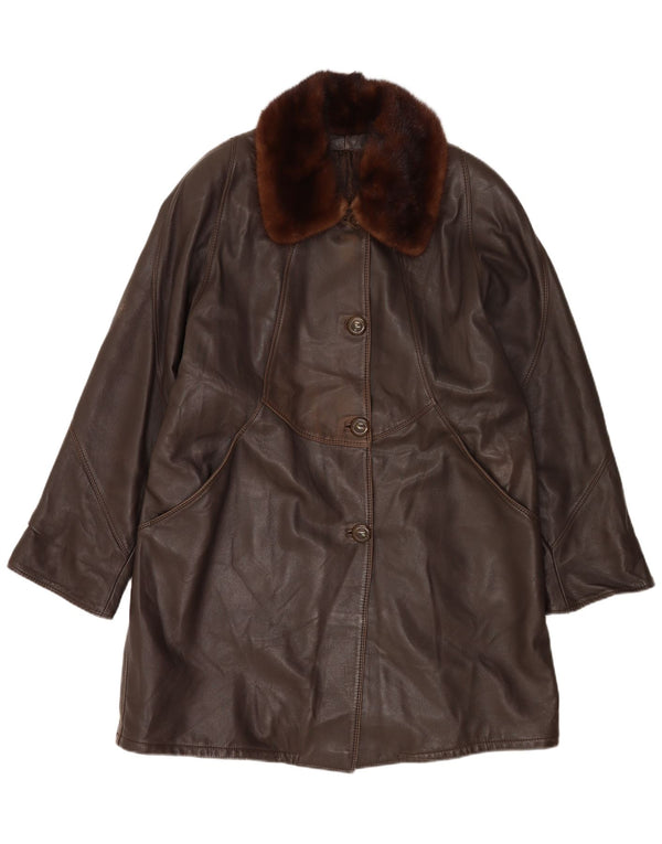 Vintage mujer abrigo Reino Unido 18 XL marrón
