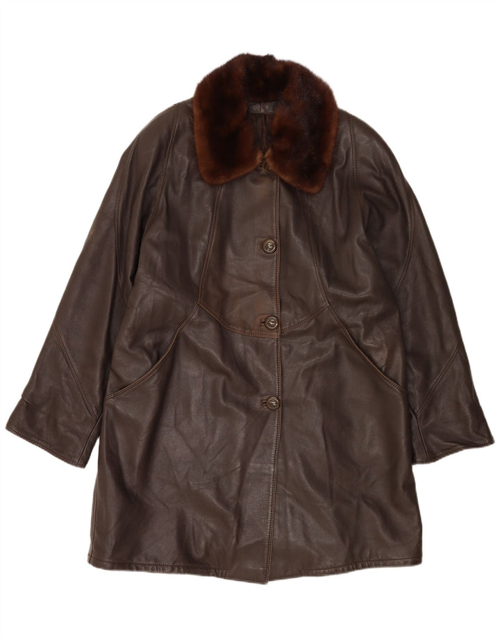 Vintage mujer abrigo Reino Unido 18 XL marrón