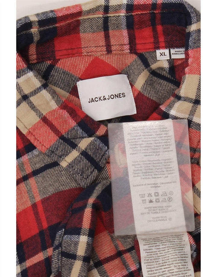 Jack & Jones Hombre Camisa De Franela XL Azul Marino Cuadros Algodón