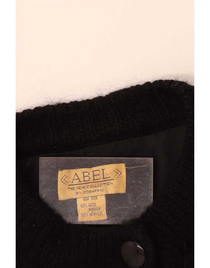 ABEL Cárdigan para mujer, talla única, lana floral negra