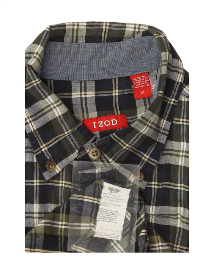 IZOD Mens Shirt Medium Khaki Check Cotton