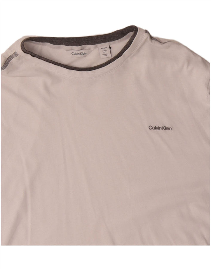 CALVIN KLEIN Camiseta Hombre Manga Larga XL Blanco Algodón