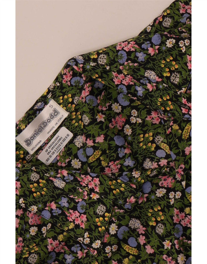 Daniel Dodd Camisa de manga corta para hombre con estampado floral verde grande
