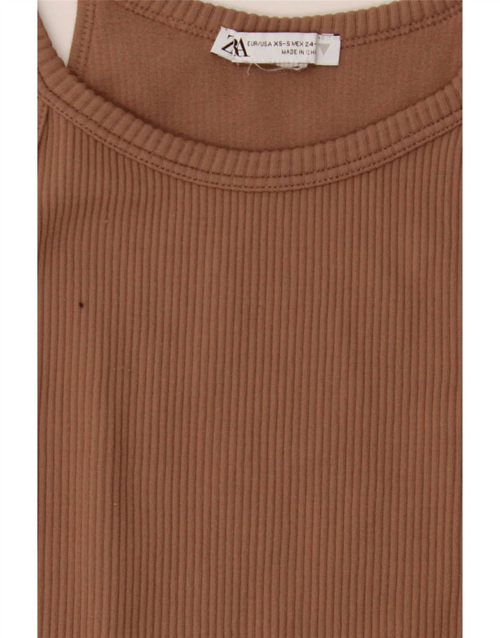 Zara Mujer Mini Vestido Halter UK 4 XS Marrón