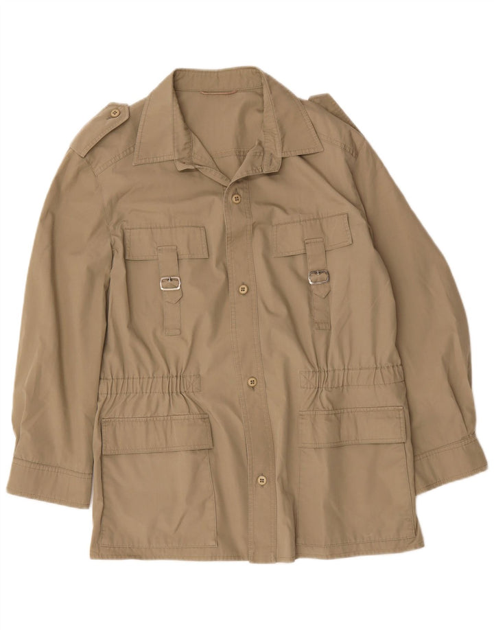 Vintage hombres militar chaqueta utilitaria Reino Unido 38 medio beige