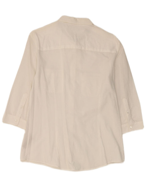 Burberry Camisa BRIT de manga 3/4 para mujer UK 40 Grande Algodón blanco a rayas