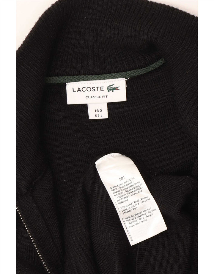 Lacoste - Cárdigan de ajuste clásico para hombre, talla 5, lana negra grande