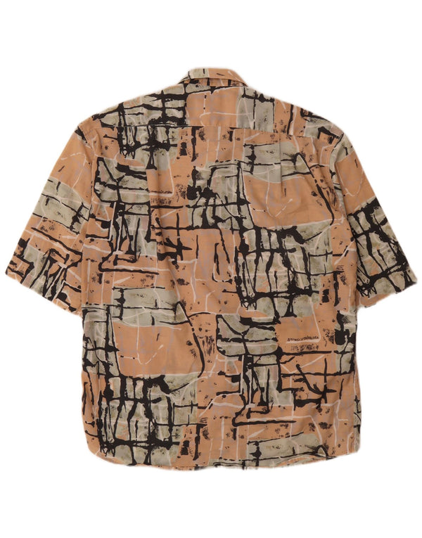 Vintage hombres patrón abstracto camisa de manga corta grande multicolor