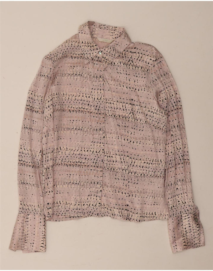 Marks & Spencer Blusa camisera para mujer UK 42 Seda manchada rosa mediana