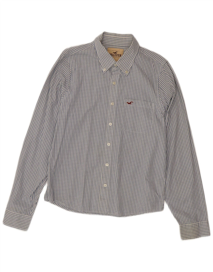 HOLLISTER Camisa Hombre XL Azul Cuadros Algodón