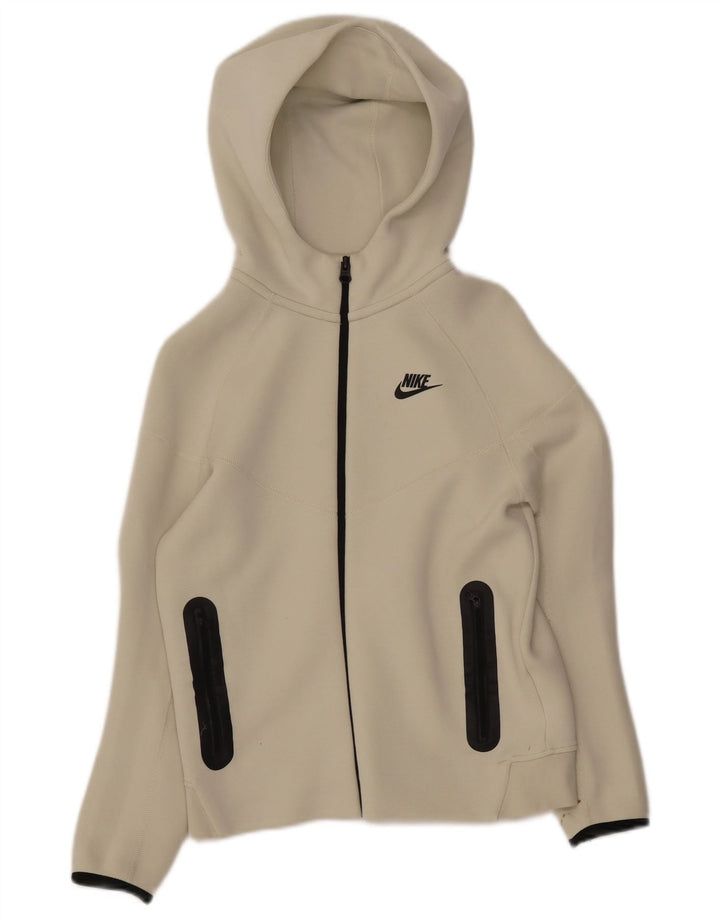NIKE Sudadera con capucha y cremallera para niños de 12 a 13 años, tamaño grande, algodón blanco