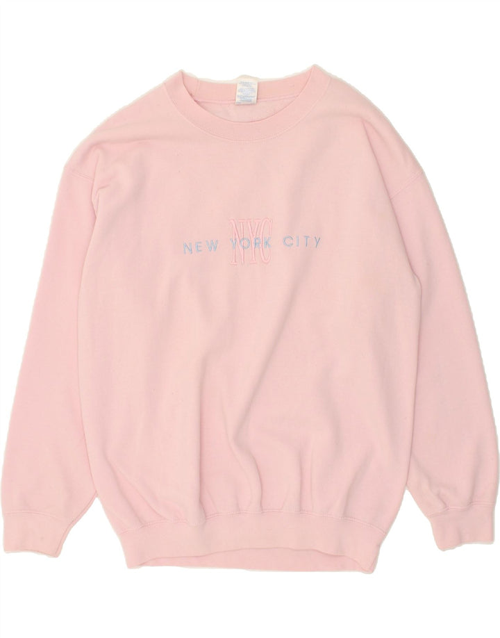 VINTAGE Mens Graphic Sweatshirt Jumper Large Pink Cotton Vintage Vintage and Second-Hand Vintage from Messina Hembry 