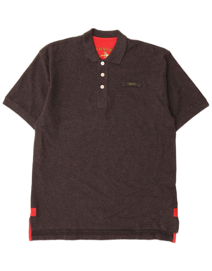Polo Orvis Hombre De Algodón Moteado Gris Medio