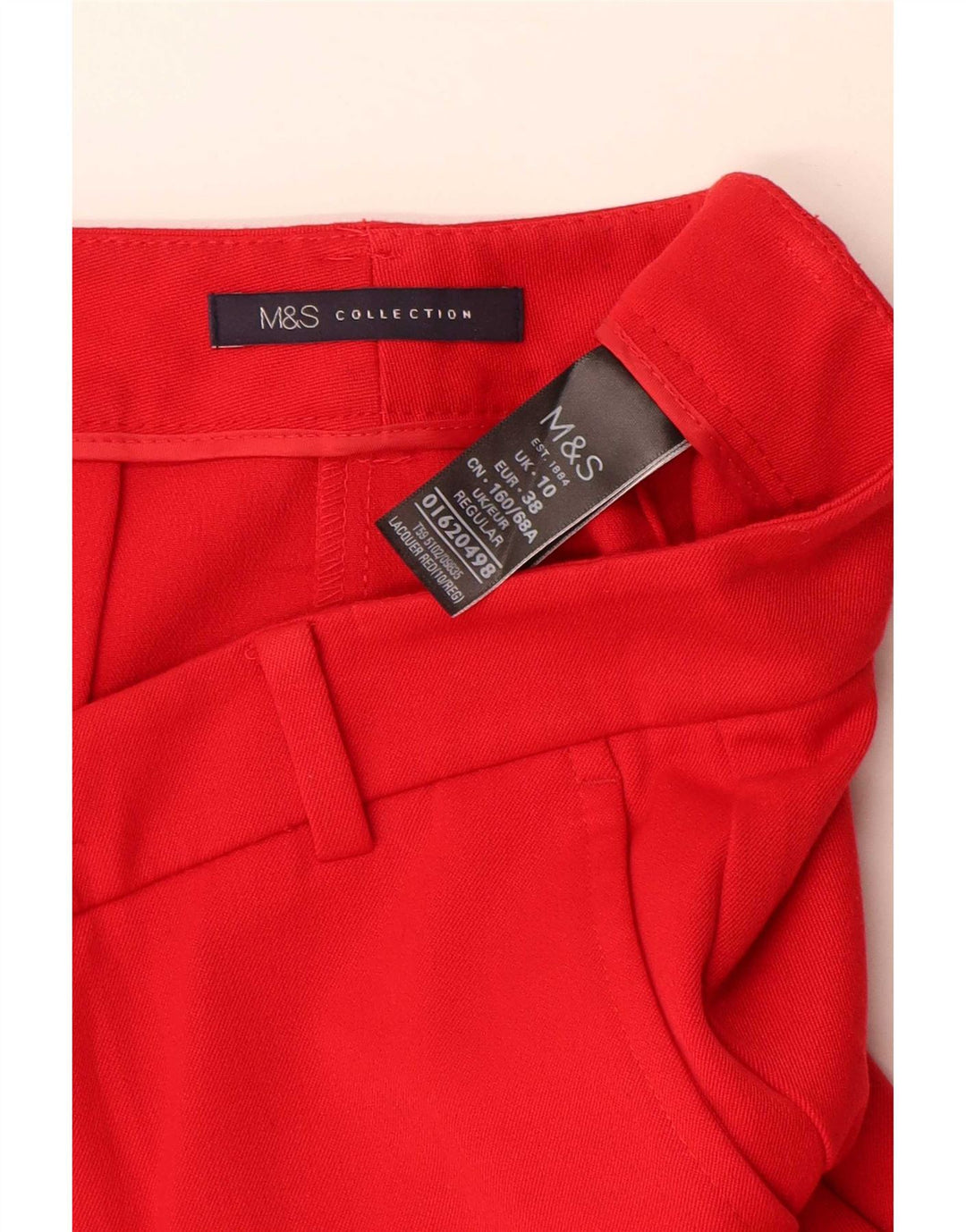 Marks & Spencer Pantalones de traje ajustados para mujer UK 10 Small W27 L27 Poliéster rojo