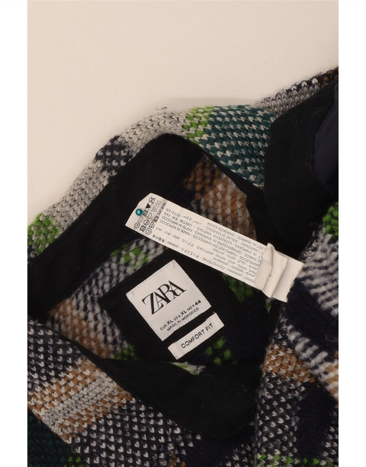 Zara Hombre Camisa Sobrecamisa XL Cuadros Multicolor Poliéster