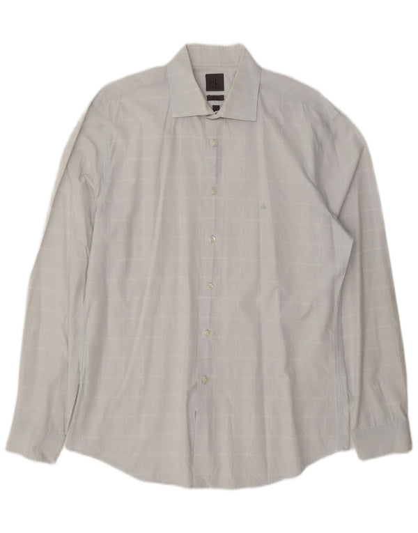Camisa Calvin Klein Slim Fit para hombre Talla 41 16 Algodón a cuadros azul grande
