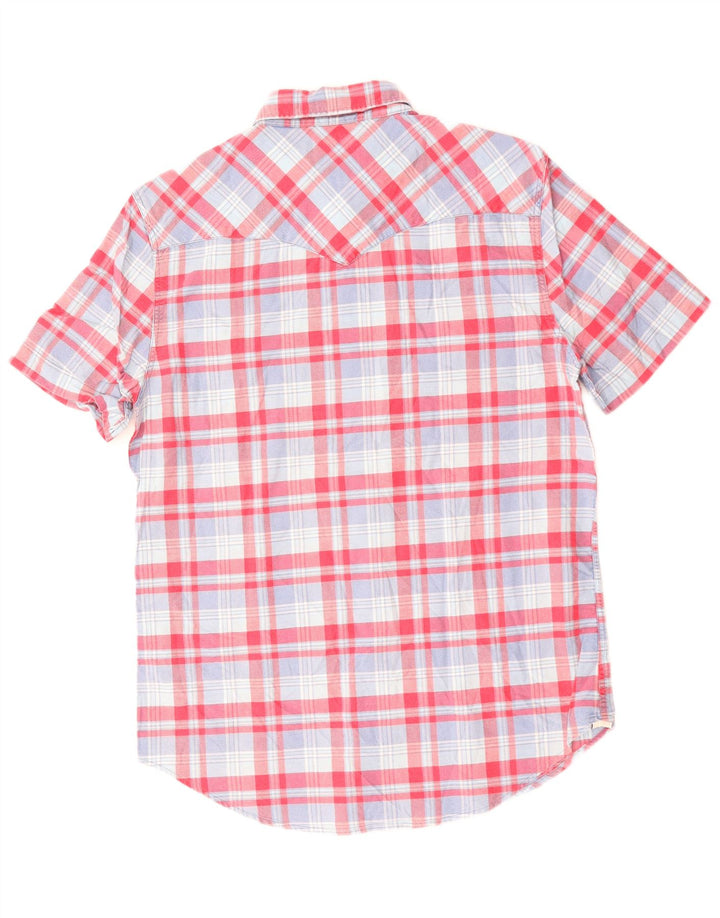Levi's Camisa de manga corta slim fit de algodón a cuadros rojos medianos para hombre