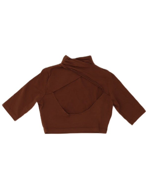 Puma Mujer Crop Top UK 10 Pequeño Algodón Marrón