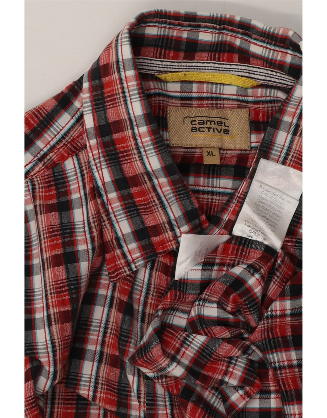 CAMEL ACTIVE Camisa Manga Corta Hombre XL Cuadros Rojo Algodón