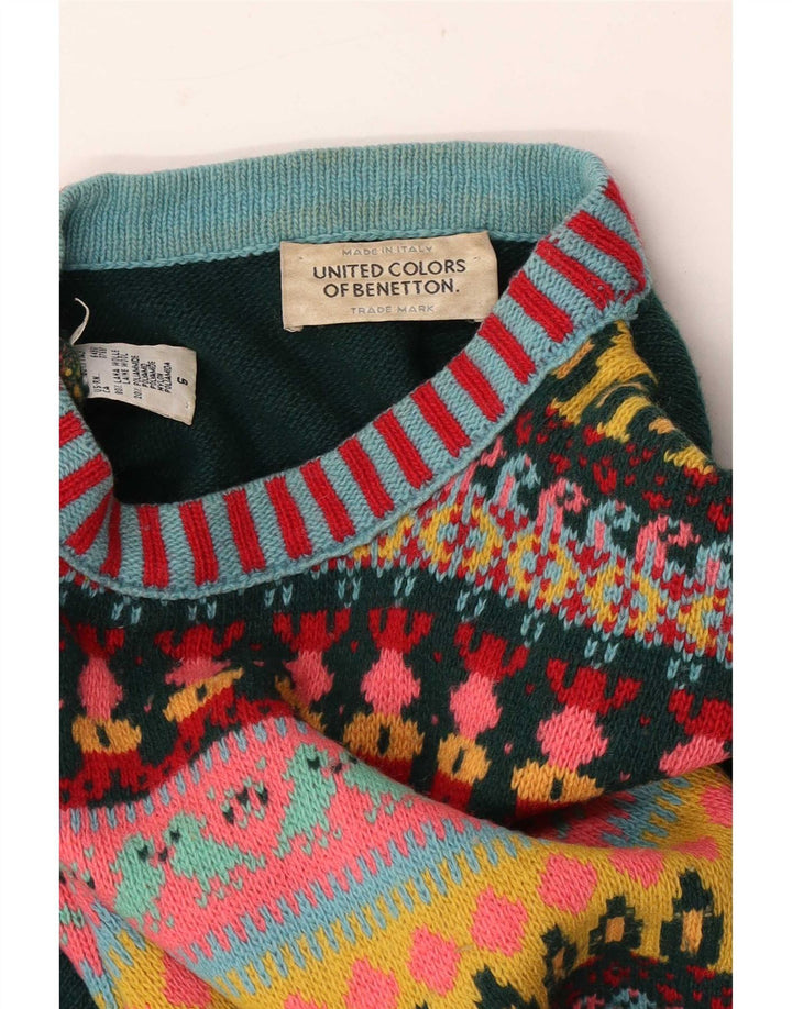 Benetton Jersey De Cuello Redondo Para Mujer UK 40 Small Multicolor