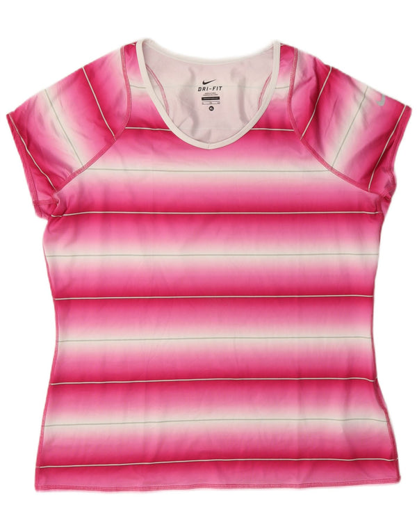 Nike Camiseta Dri Fit para Mujer UK 40 XL Poliéster a Rayas Rosa