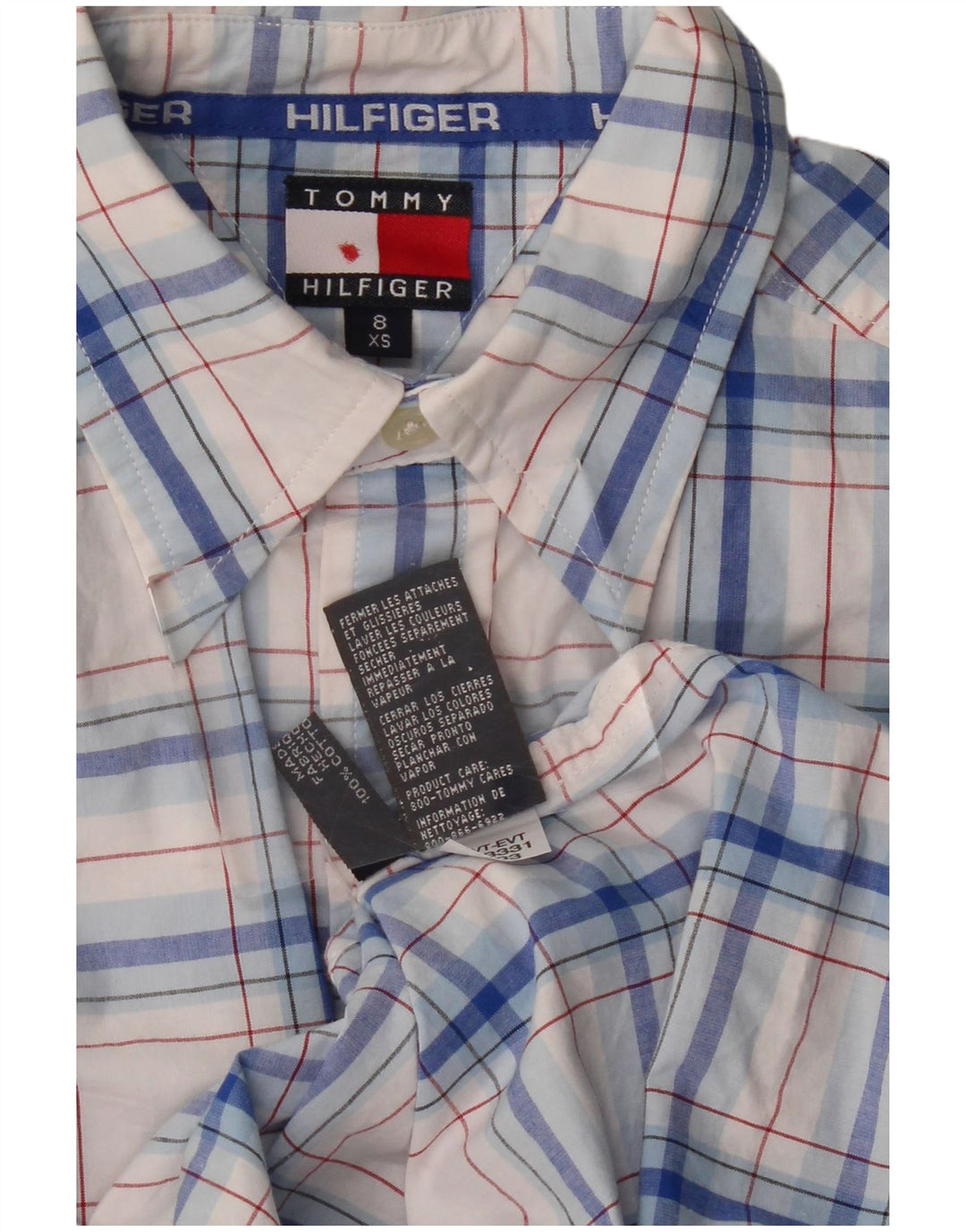 Tommy Hilfiger Camisa para niño 7-8 años XS Azul Cuadros Algodón