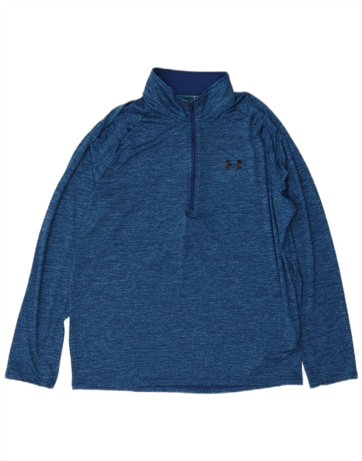 Under Armour Hombre Zip Neck Jersey Chándal Top Grande Azul Moteado