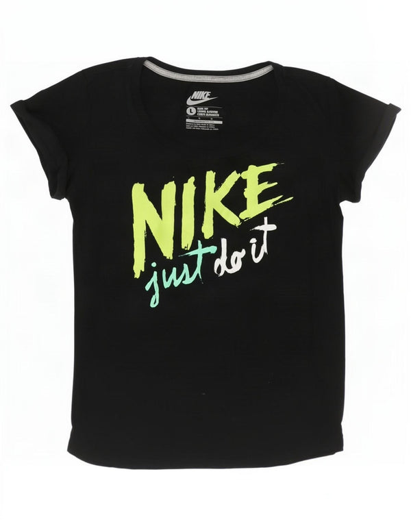 Nike Camiseta ajustada con gráfico para mujer UK 40 Grande Algodón negro