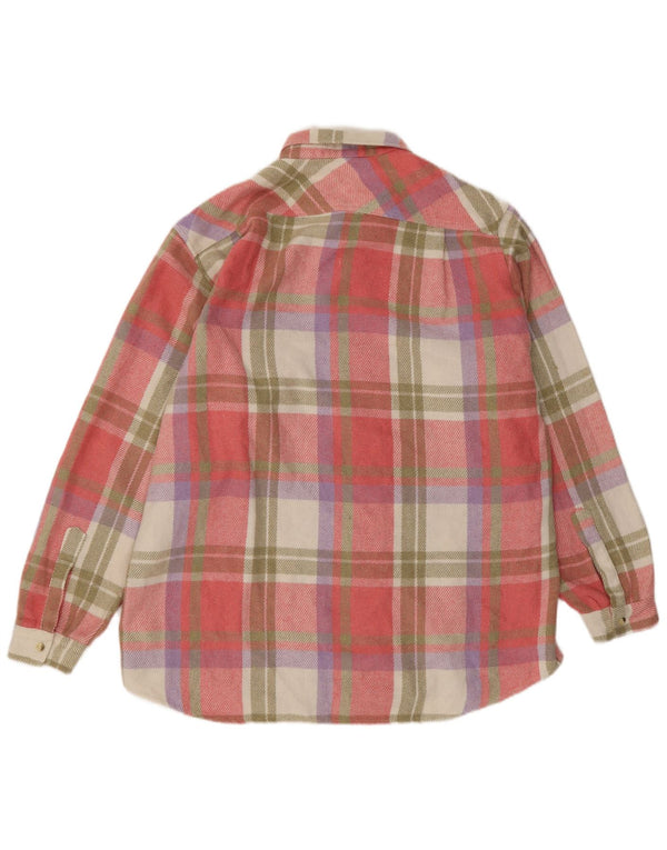 Vintage hombres franela camisa grande rosa cheque acrílico