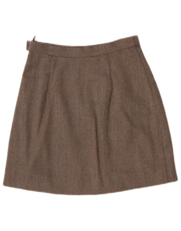 Max & Co. Falda acampanada para mujer UK 10 Small W26 Lana virgen a rayas marrón