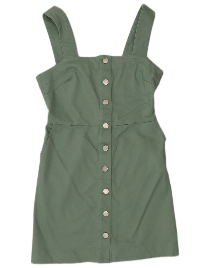 Vestido estilo delantal para mujer Oasis UK 40 Algodón verde medio