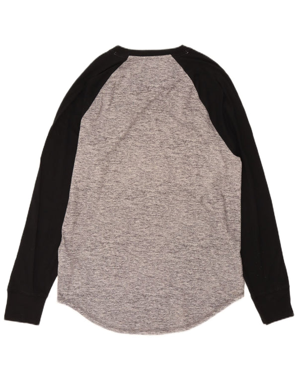 Hollister Hombre Camiseta gráfica de manga larga de algodón color block en gris grande