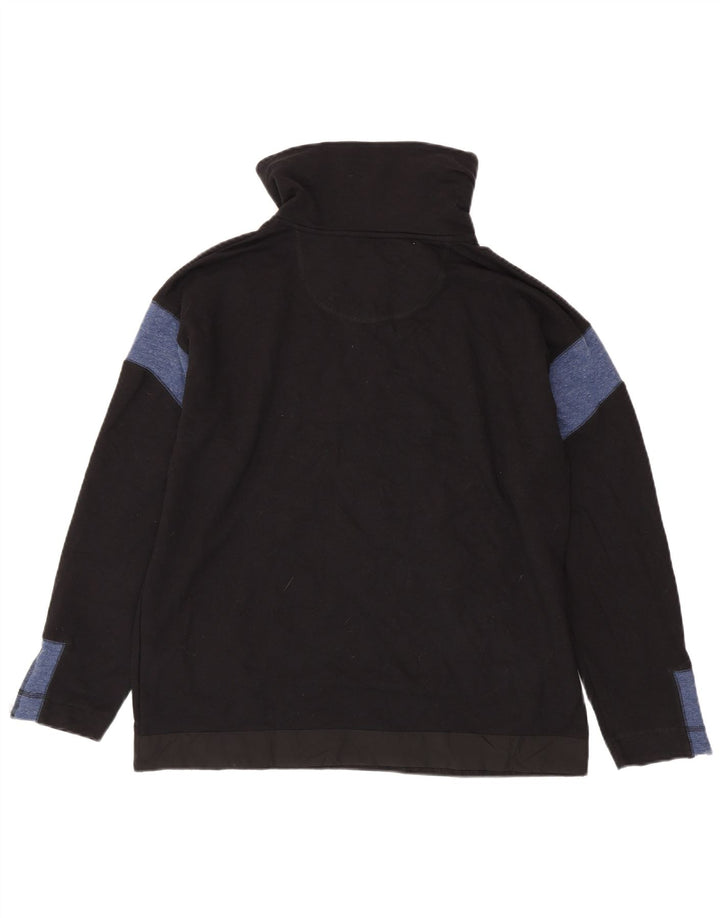 Nautica Sudadera con cuello y cremallera para hombre Jersey de algodón color block mediano negro