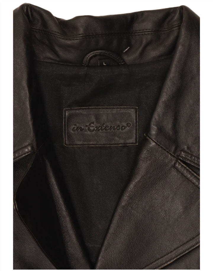 In Extenso Chaqueta de cuero para hombre UK 40 Large Black Leather