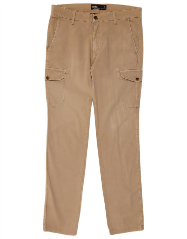 RIFLE Pantalones cargo ajustados para hombre W31 L30 Beige