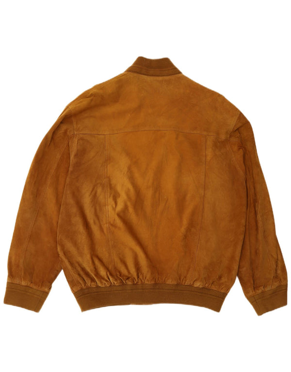 Vintage hombres ante bomber chaqueta Reino Unido 42 XL cuero marrón