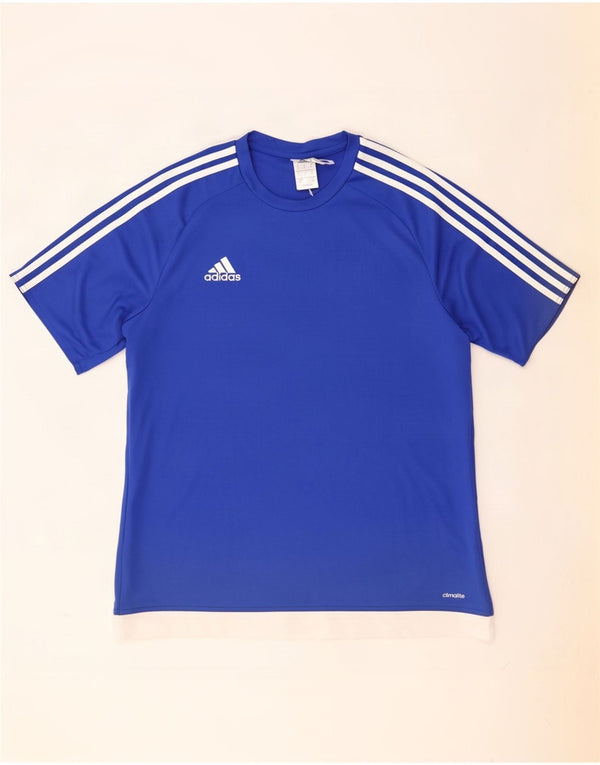 Adidas Mens Climalite Camiseta Top Grande Azul Colorblock