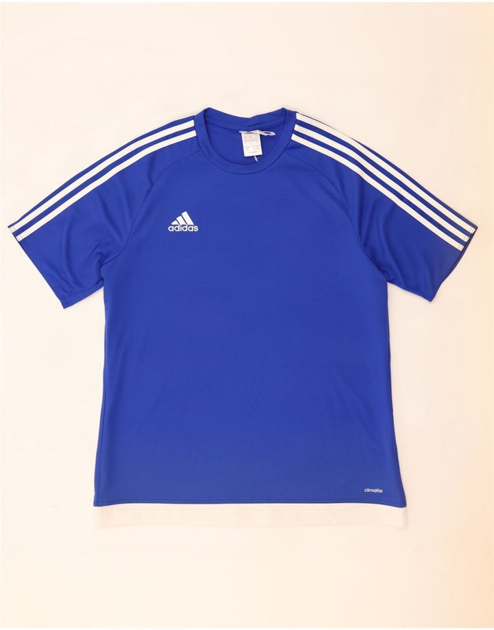 Adidas Mens Climalite Camiseta Top Grande Azul Colorblock