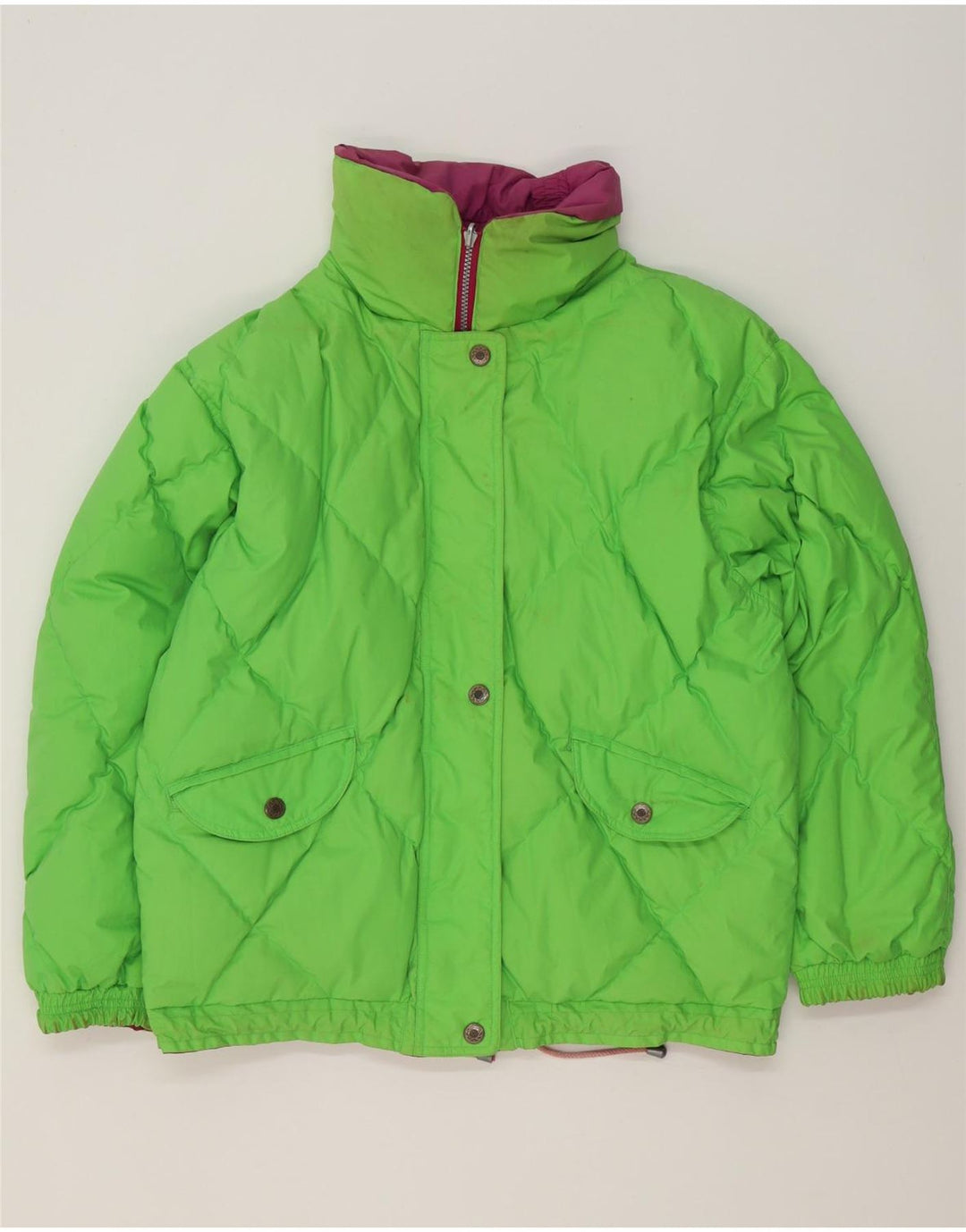Vintage mujer reversible chaqueta acolchada Reino Unido 14 algodón púrpura grande