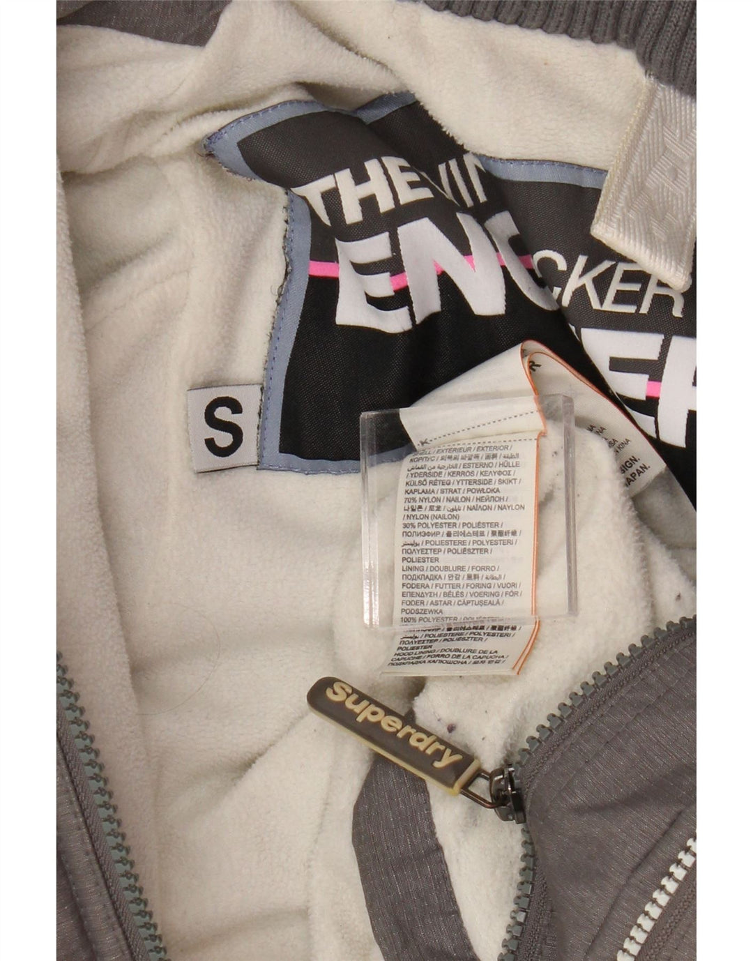 Superdry Mujer Windattacker Graphic Chaqueta Cortavientos UK 40 Small Gris