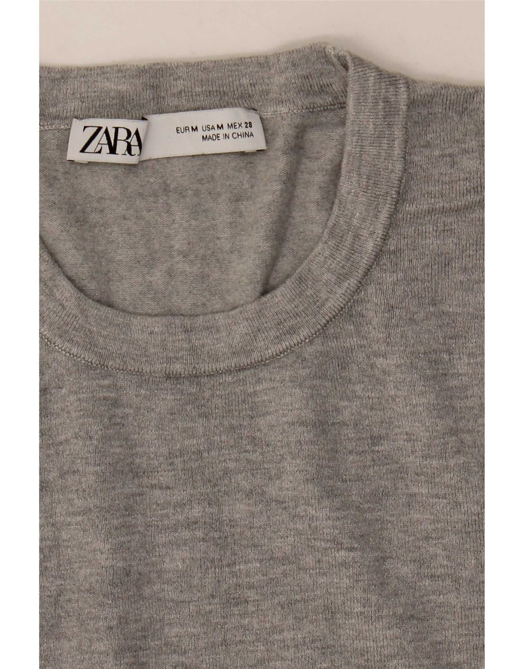 Zara - Jersey de cuello redondo para mujer, talla 40, color gris medio