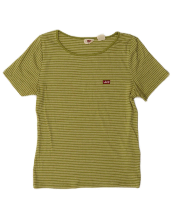 Levi's Camiseta para mujer Top UK 40 Algodón a rayas verde medio