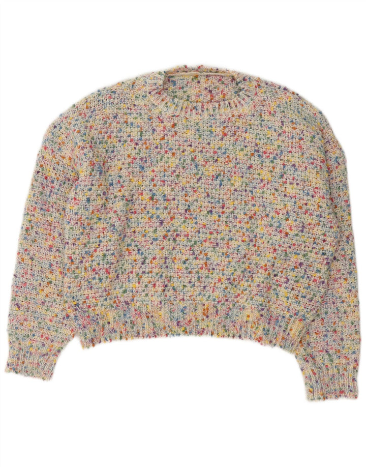 Dazy - Jersey corto con cuello redondo para mujer, talla 40, talla M, multicolor