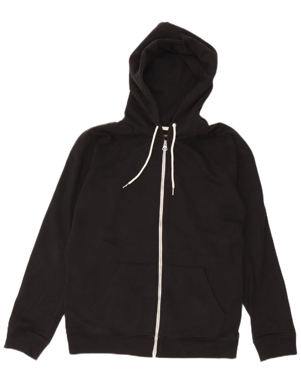 Quiksilver Sudadera con capucha y cremallera para hombre, talla pequeña, algodón negro