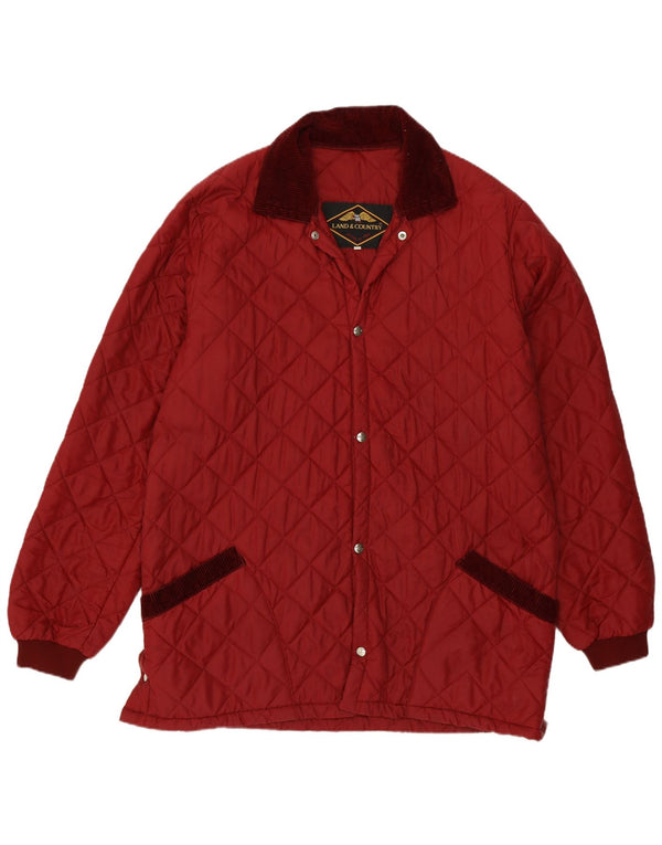 Vintage hombres chaqueta acolchada Reino Unido 40 gran poliamida burdeos