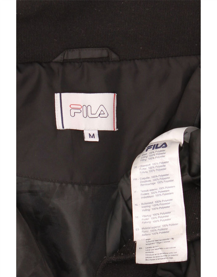 FILA Chaqueta acolchada gráfica para mujer UK 14 Mediana Poliéster negro
